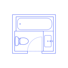 Layouts Bathrooms Full 2 Wall Center Line Art Illustration Svg, Free Vectors File